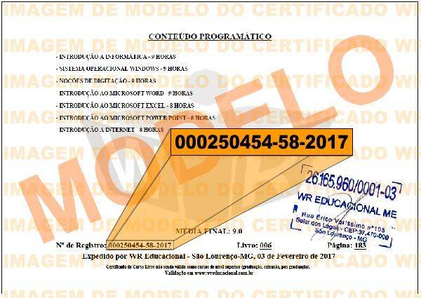 Certificado Verso Modelo